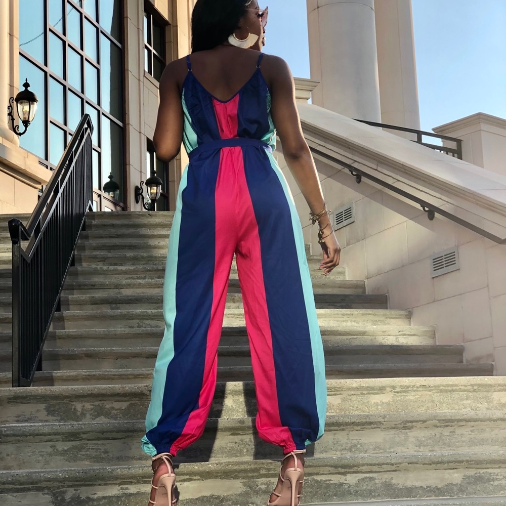 Striped multi-colored jumpsuit